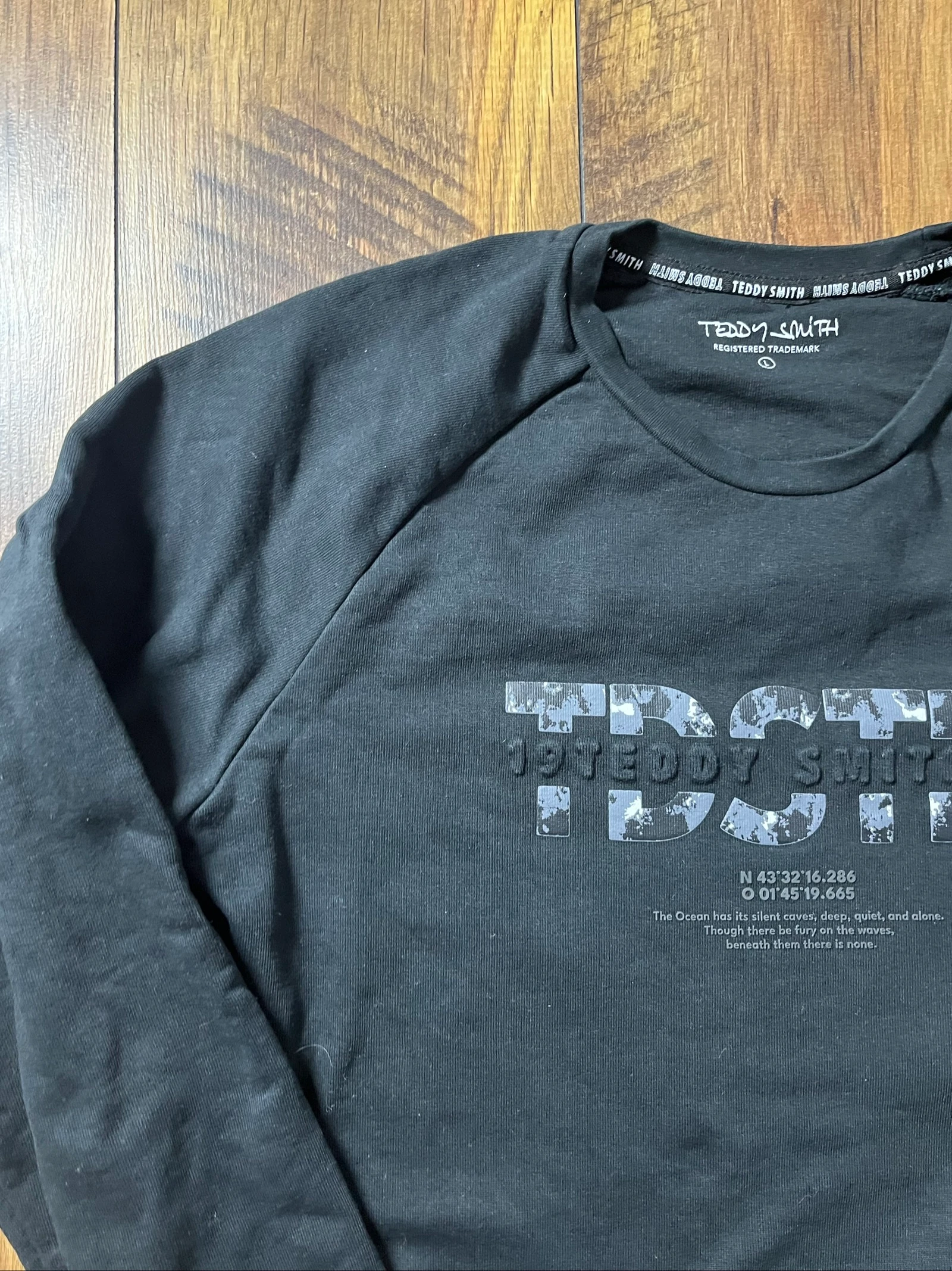 Black round neck sweatshirt with raglan sleeves, regular fit - Teddy Smith - size L - very good condition – photo 3